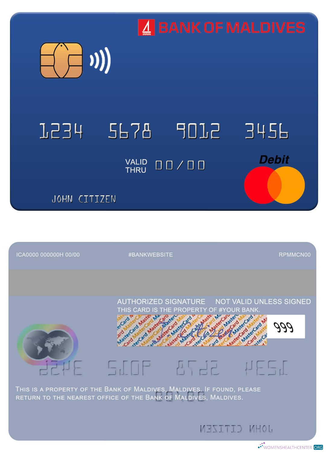 Download Maldives Bank of Maldives mastercard Photoshop template